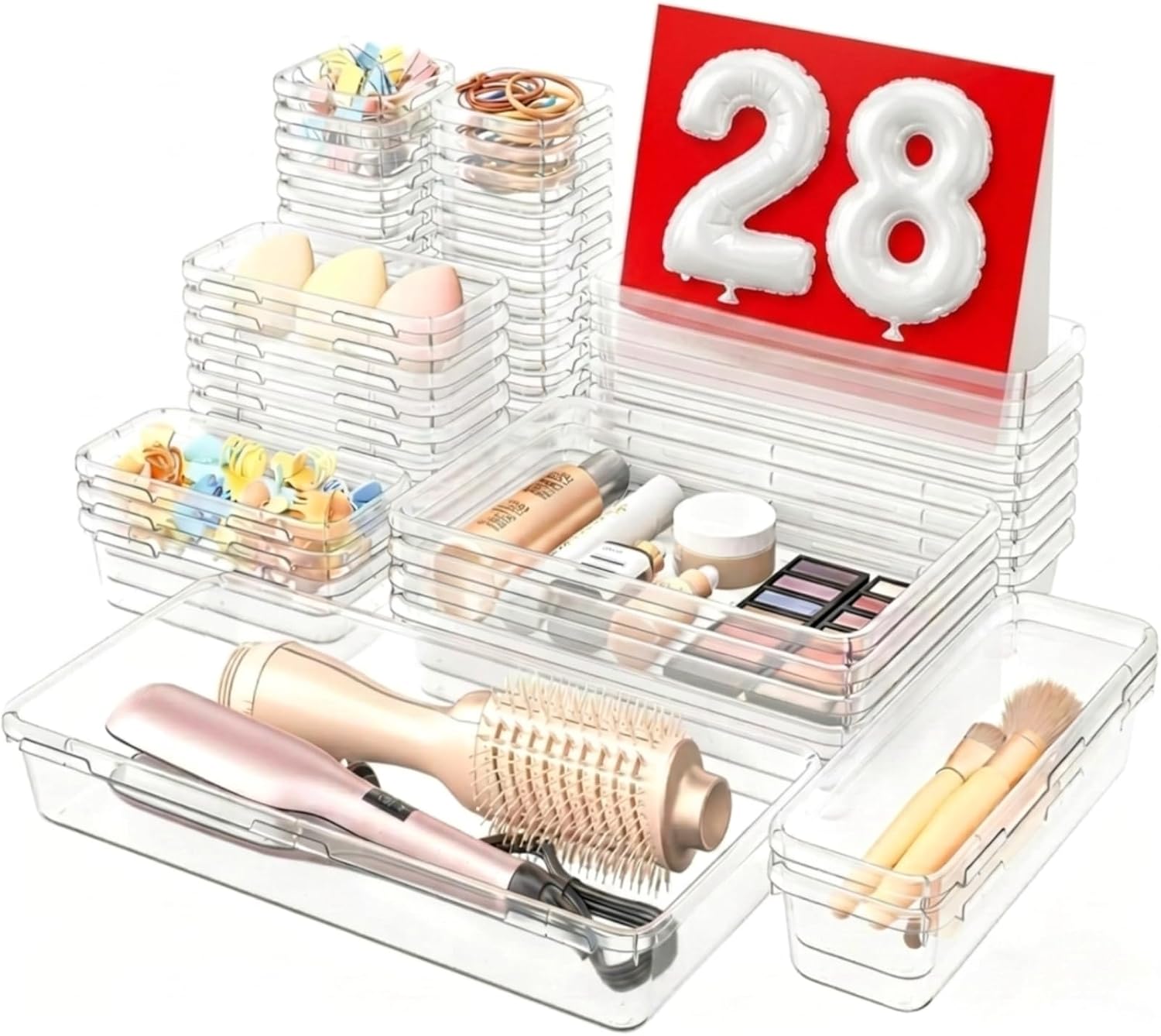 28-Piece Clear Multipurpose Organiser Set