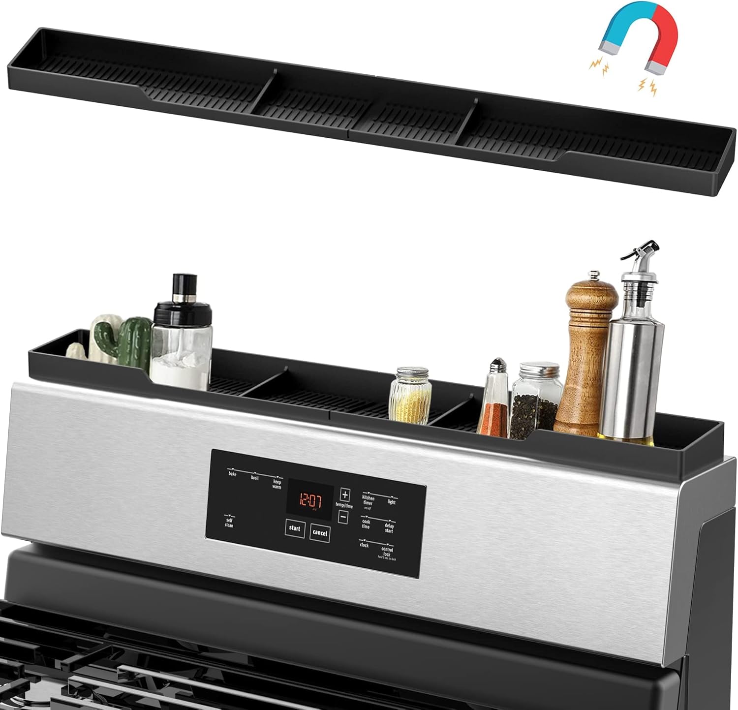Black Silicone Stove Top Organiser