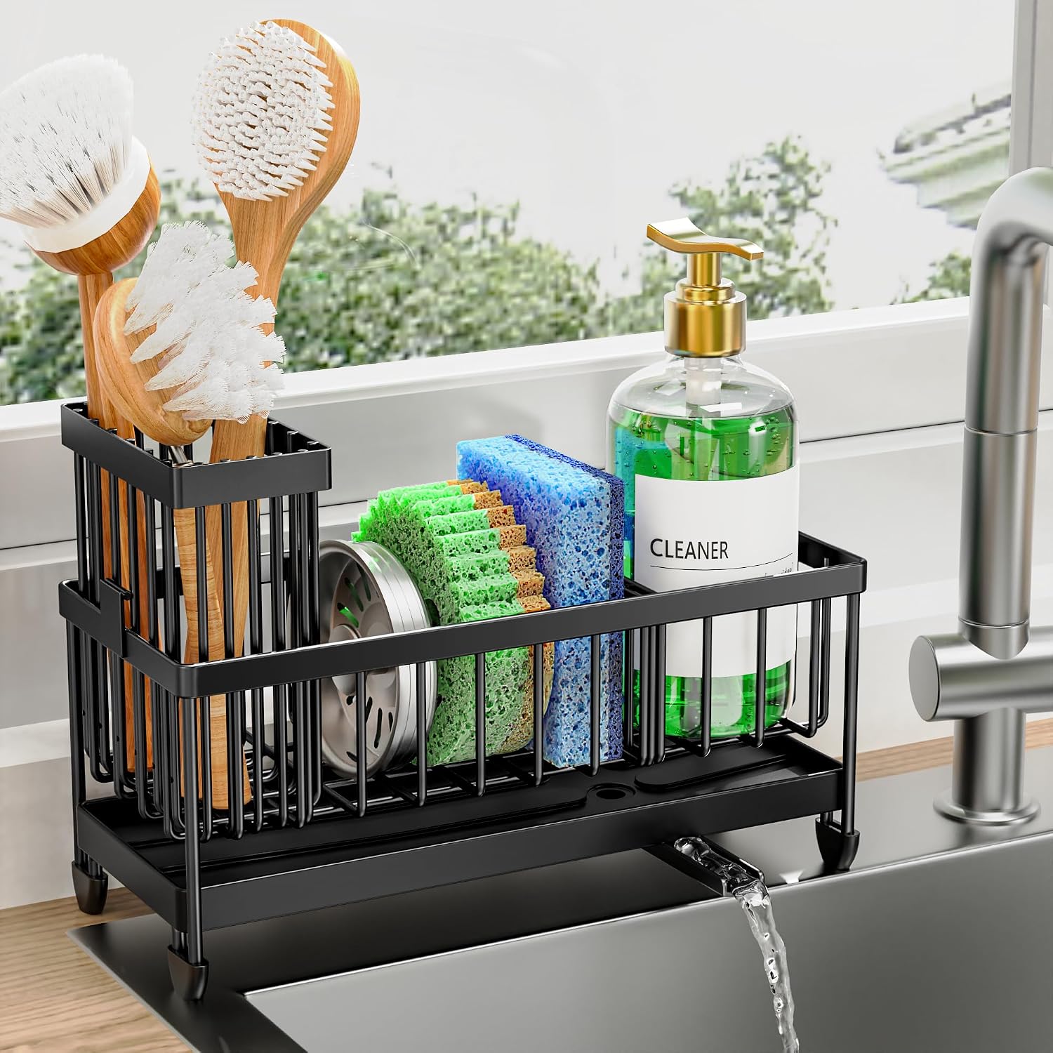 Black Stainless Steel Sink Organiser