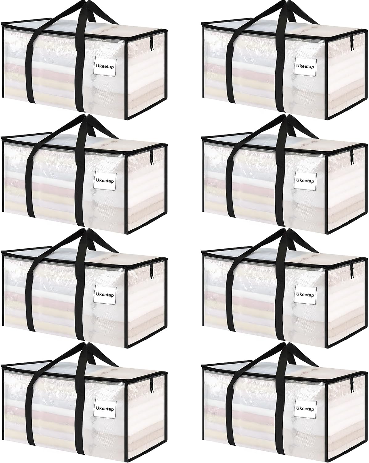 Eight Clear Storage Organiser Bags