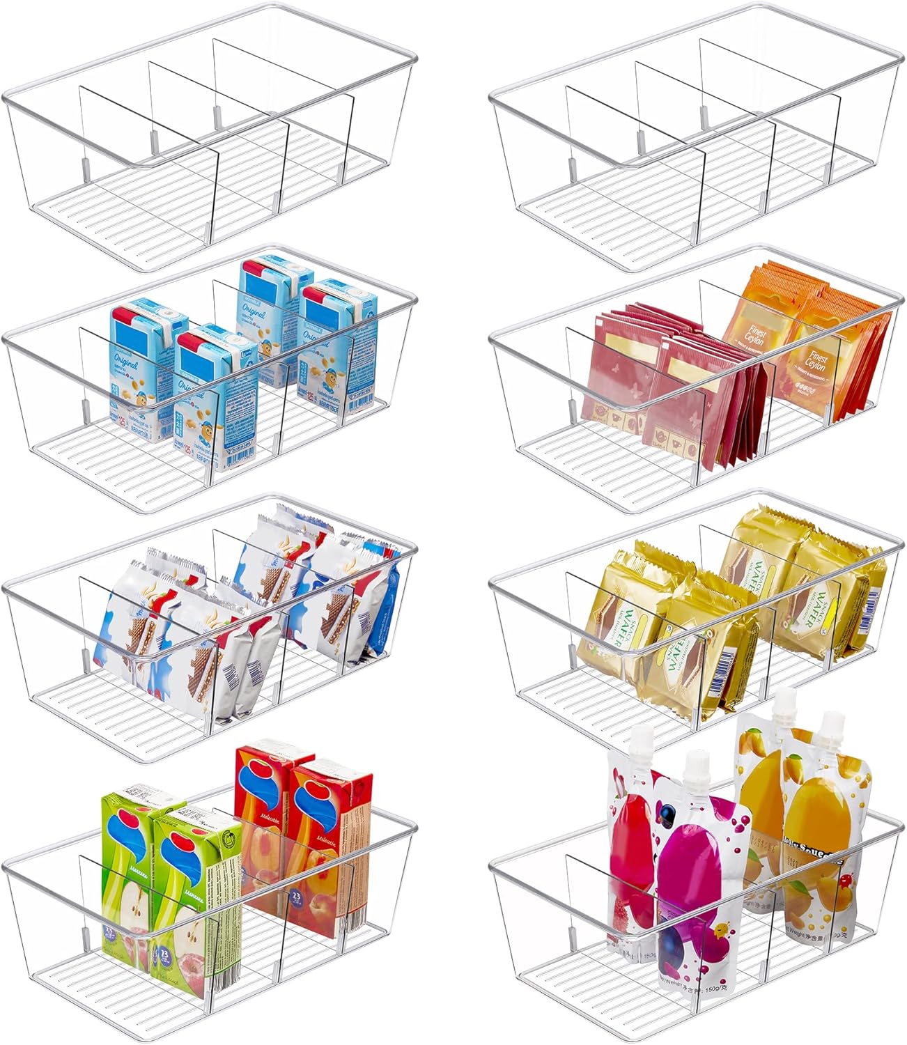 Eight-Pack Clear Divided Organisers