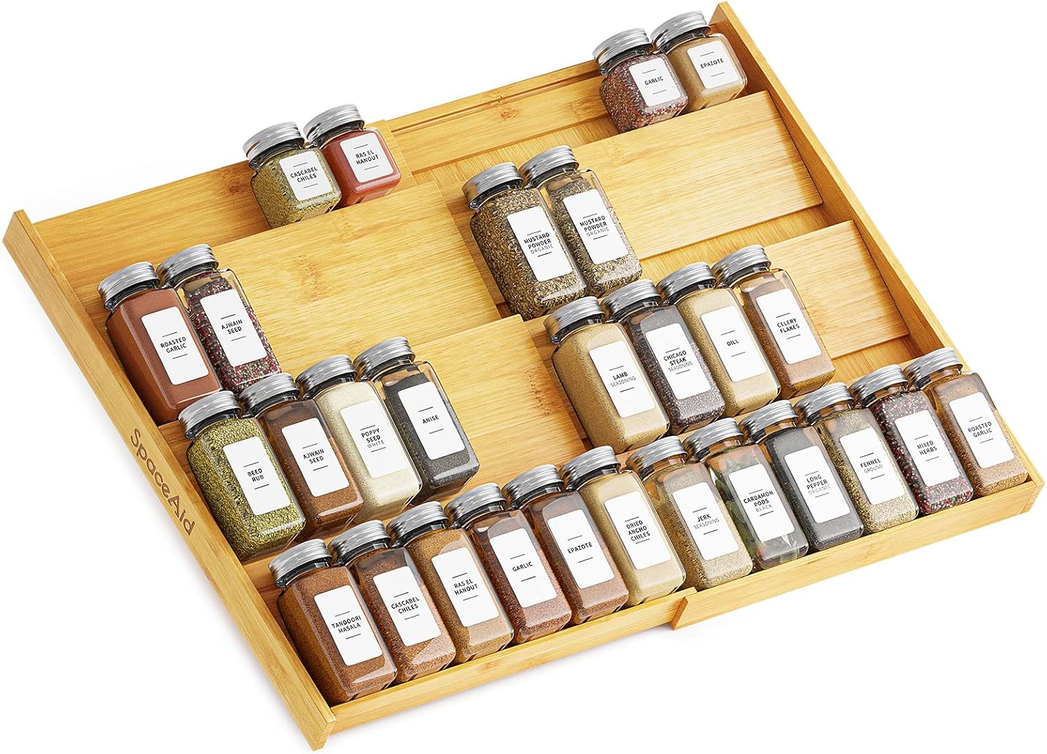 Expandable Bamboo Drawer Spice Rack