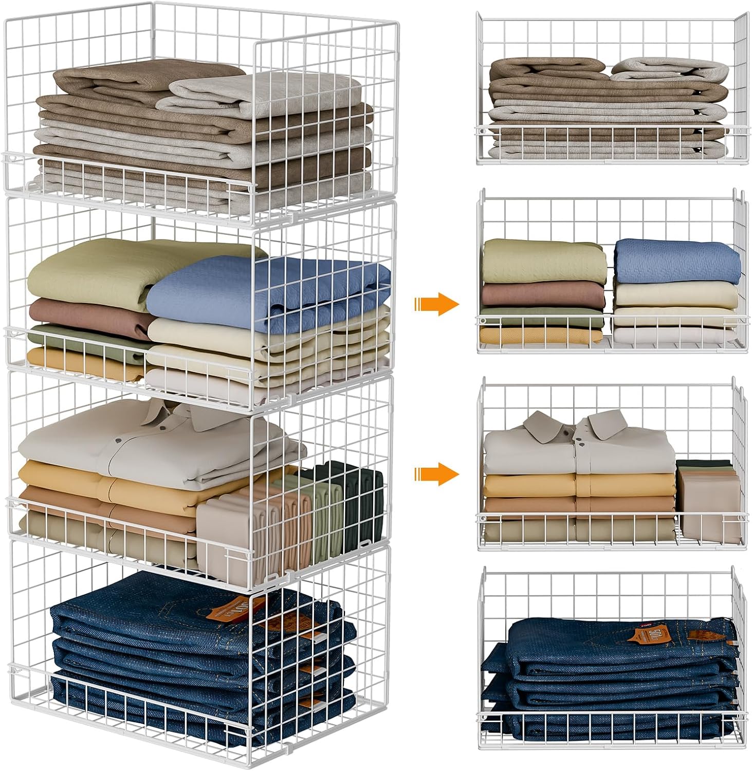 Four-Tier Stackable Wire Baskets