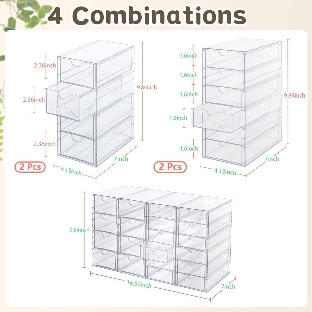 Four-Unit Clear Desk Organiser