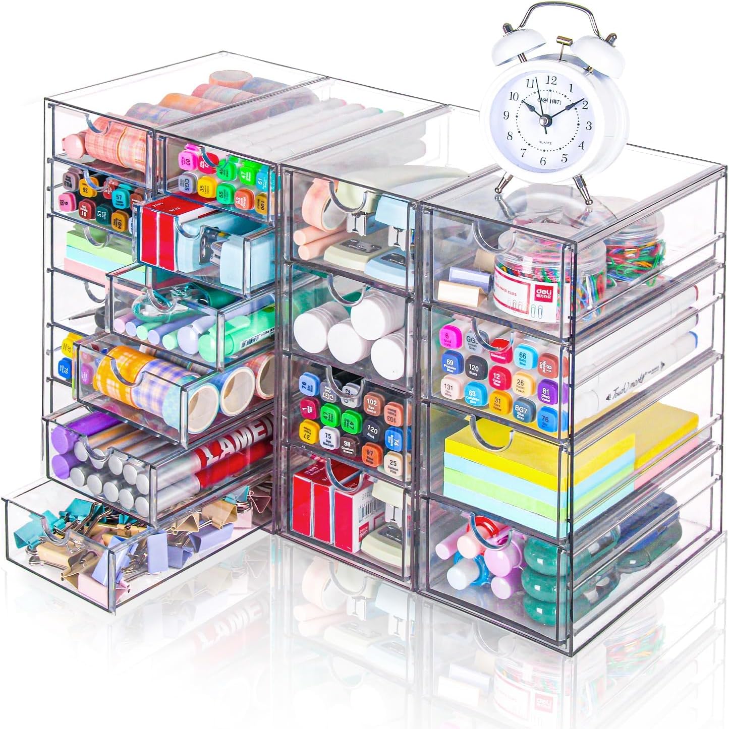 Four-Unit Clear Desk Organiser