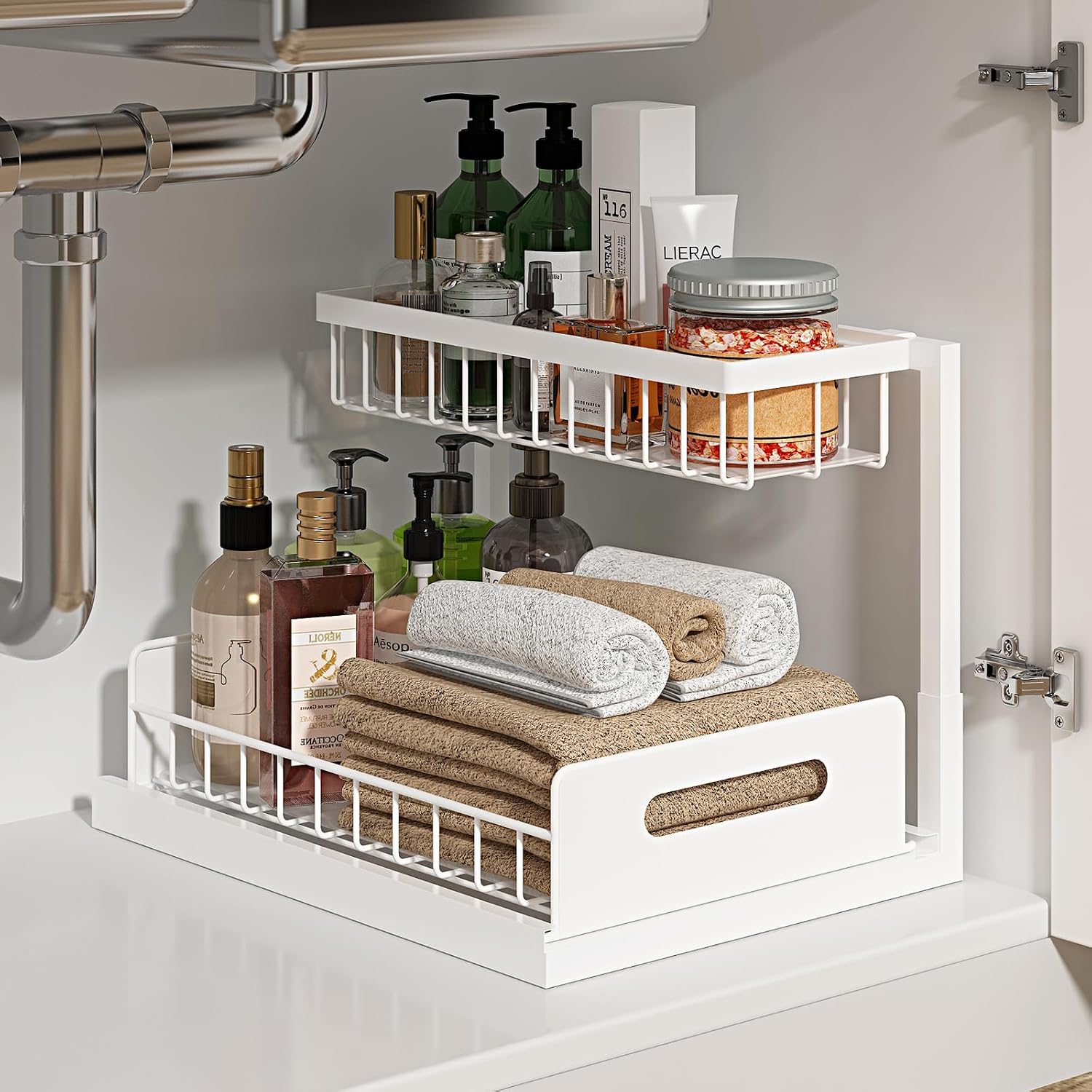 L-Shaped Two-Tier Pull Out Organiser