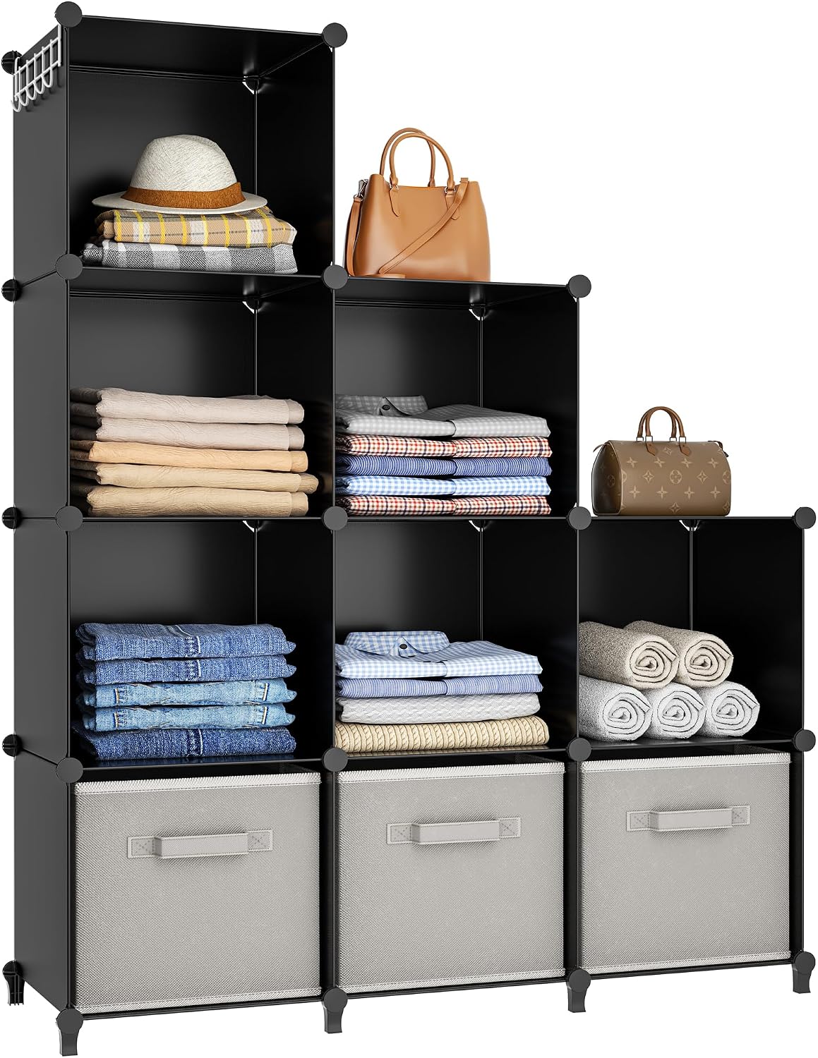 Nine-Cube Storage Unit with Bins