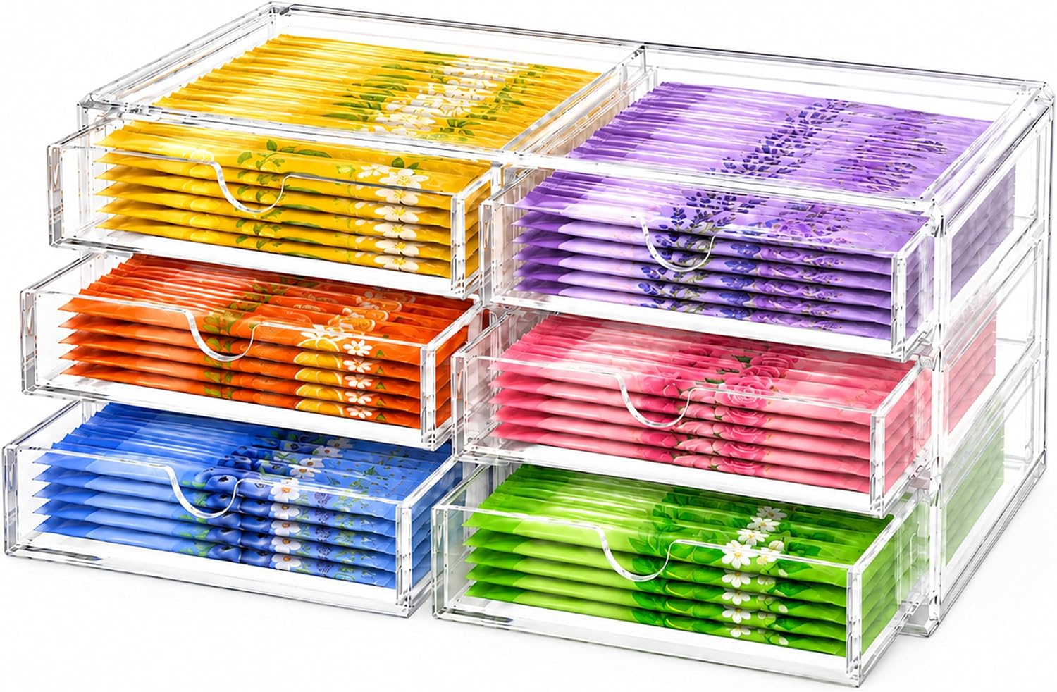 Six-Drawer Clear Packet Organiser