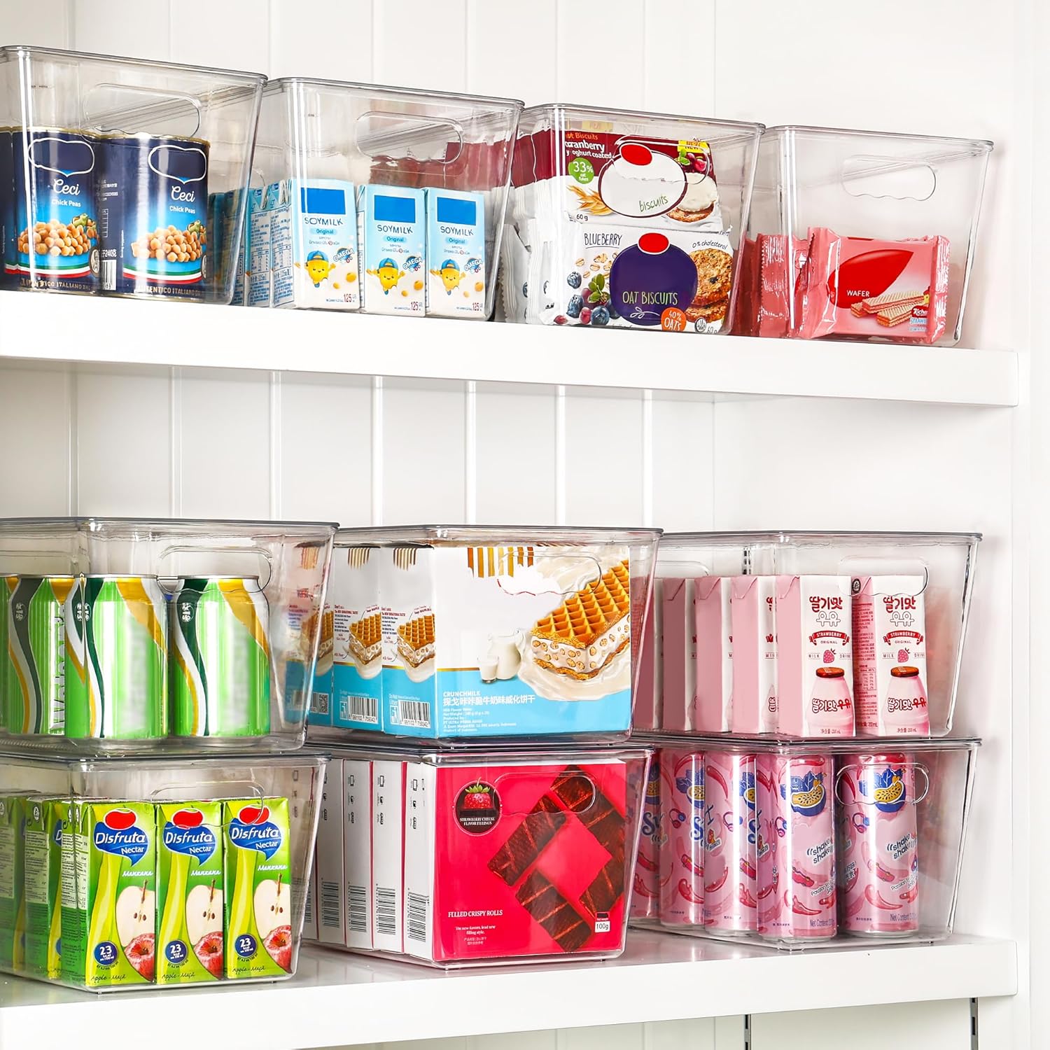 Six-Piece Clear Stackable Storage Bins