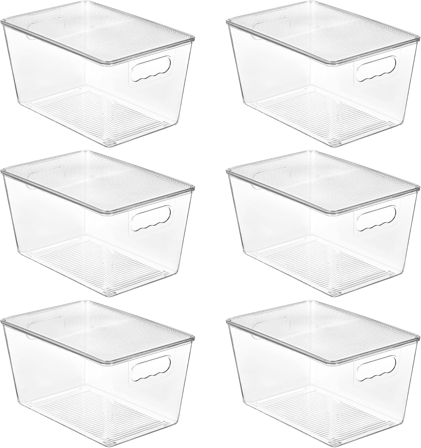 Six-Piece Clear Stackable Storage Bins