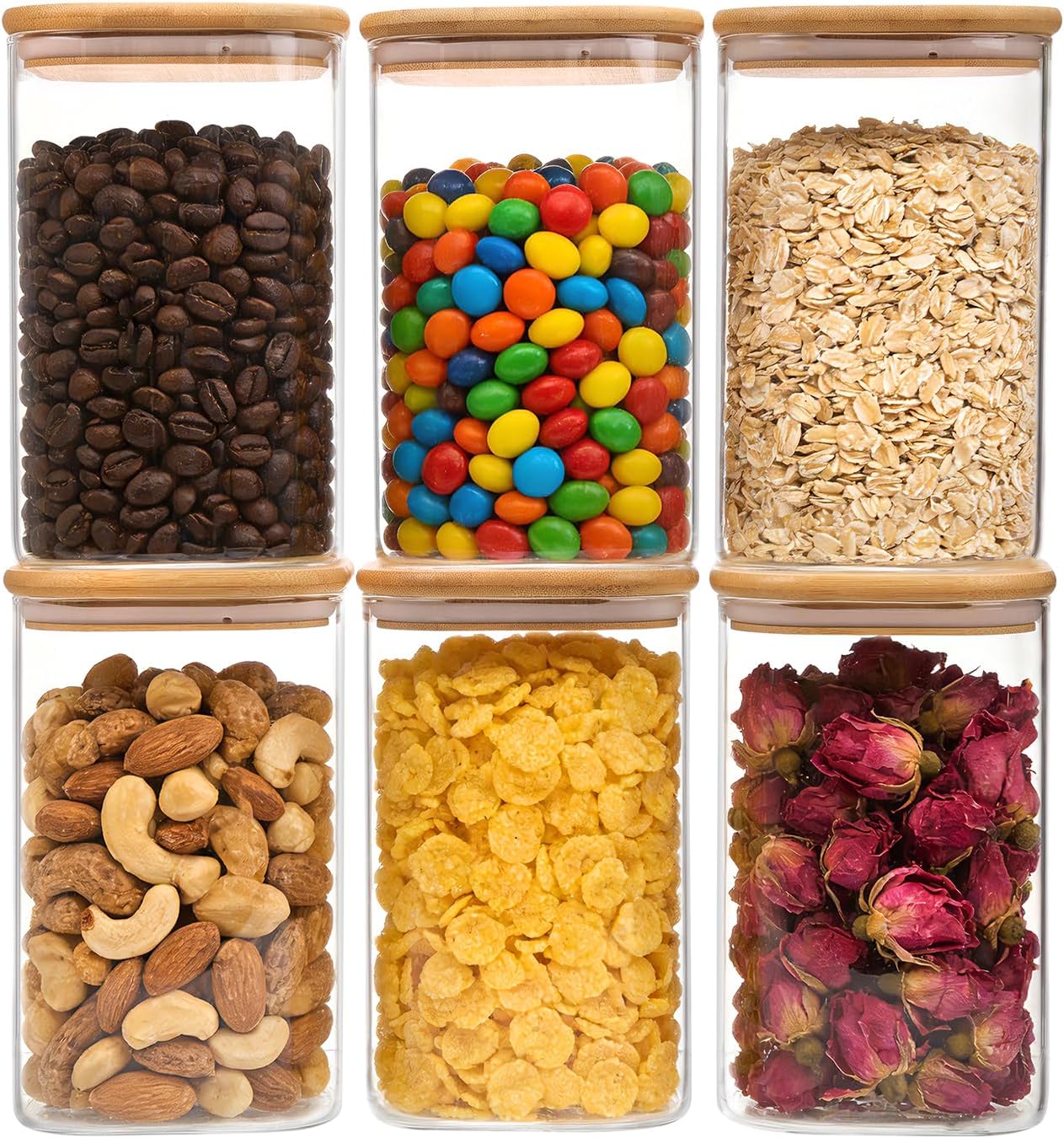 Six-Piece Square Glass Pantry Jars
