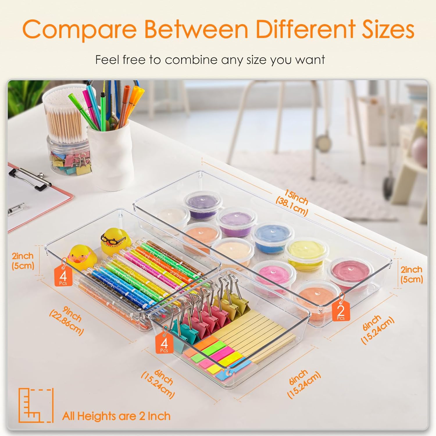 Ten-Piece Clear Drawer Organiser Set