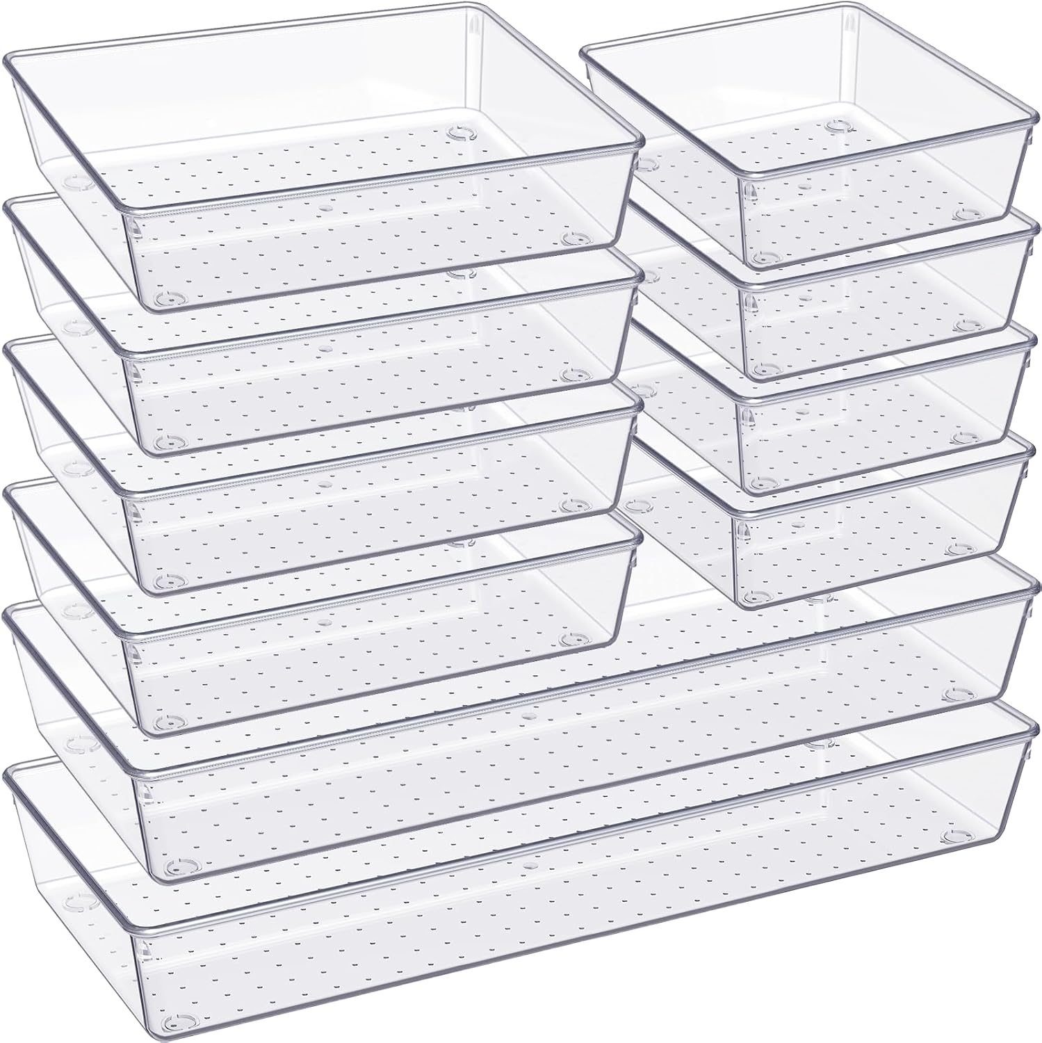 Ten-Piece Clear Drawer Organiser Set