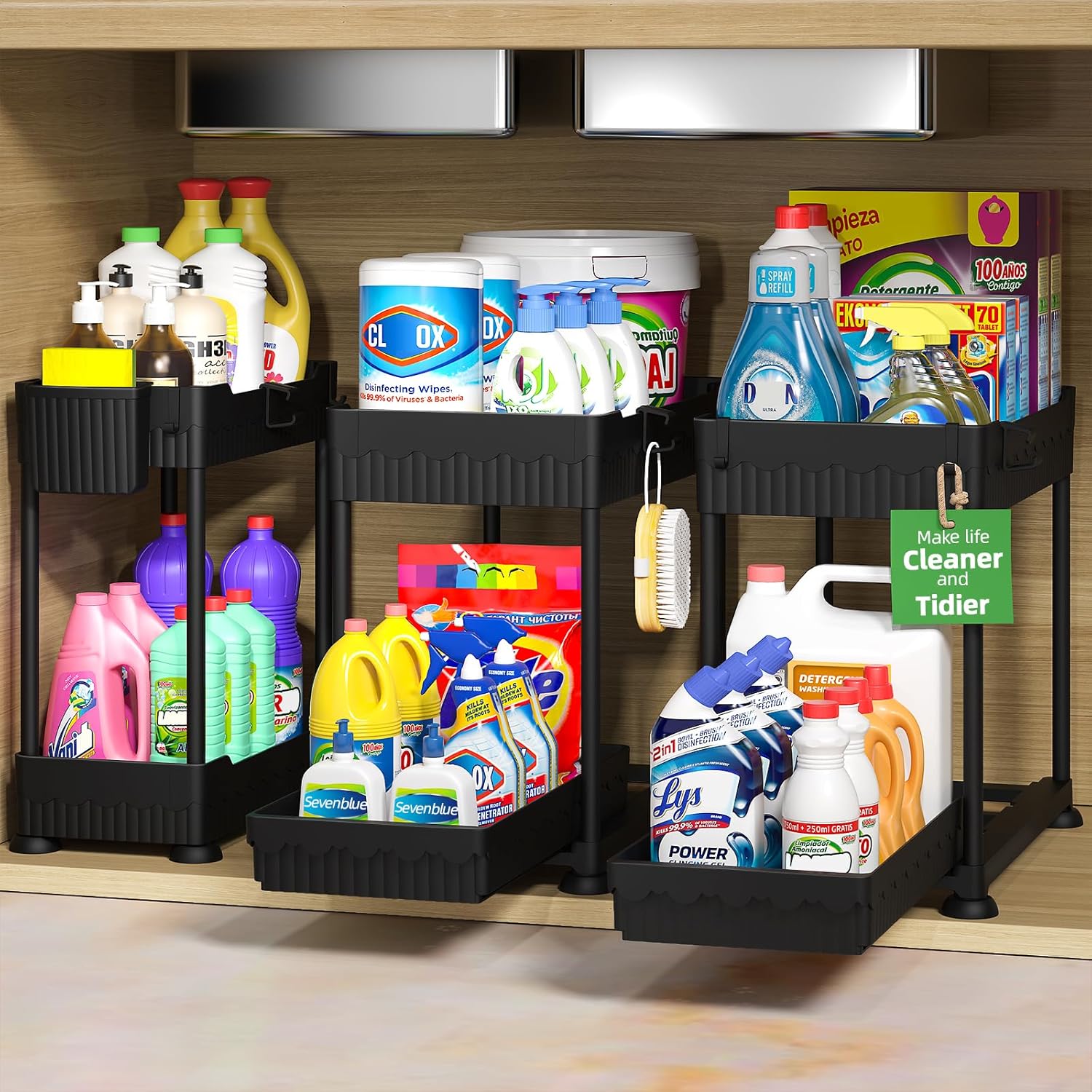 Three-Pack 2-Tier Under Sink Organisers