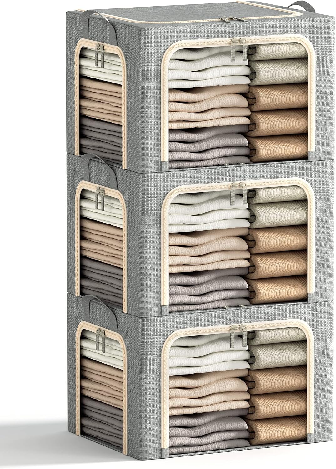 Three-Piece Metal Frame Fabric Bins