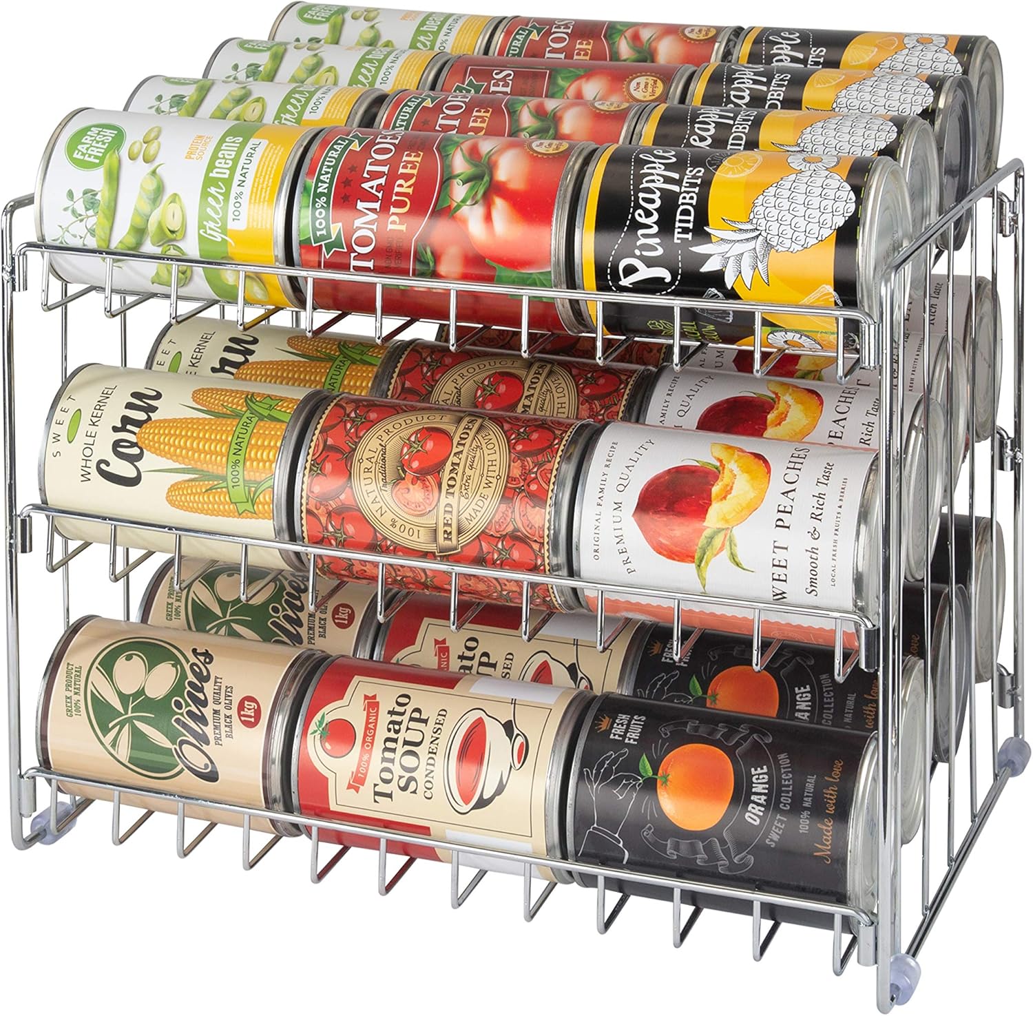 Three-Tier Chrome Can Rack