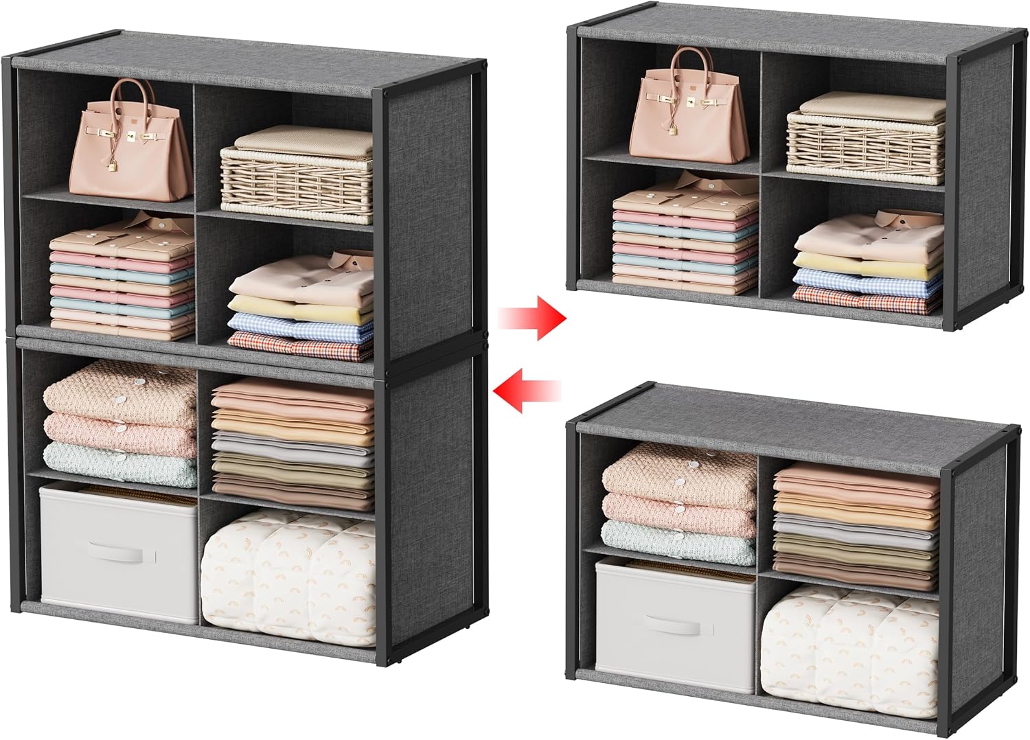 Two-Pack Stackable Fabric Organisers